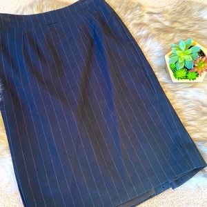 Navy Pin Strip Pencil Skirt